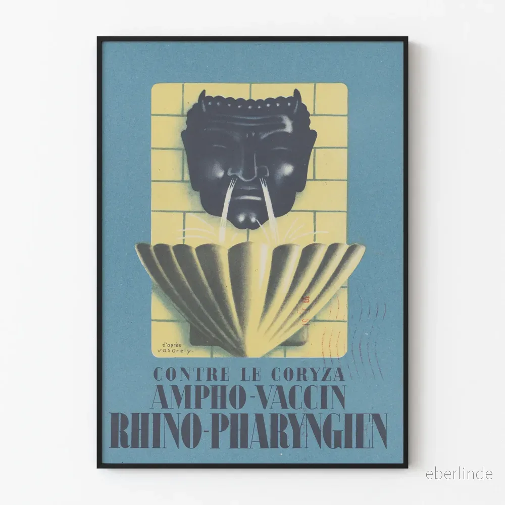 Vintageposter för Ampho-Vaccin Rhino-Pharyngien mot förkylning