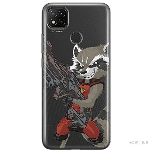 ERT GROUP mobiltelefonfodral för Xiaomi REDMI 9C originalt och officiellt licensierat Marvel mönster Rocket 008 optimalt anpassad till formen på mobiltelefonen, gedeeltelijk transparant 5903040279250