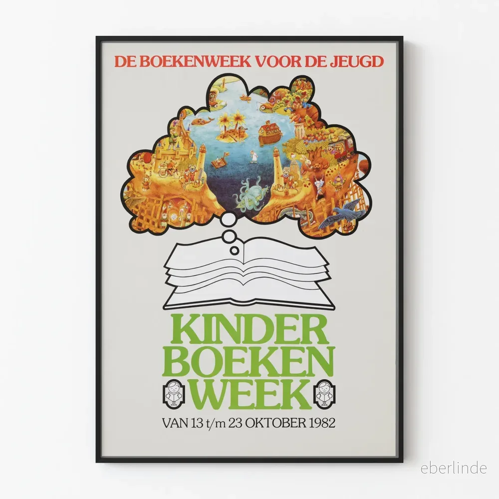 Vintageaffisch Kinderboekenweek 1982 - Poster för väggdekoration för barn