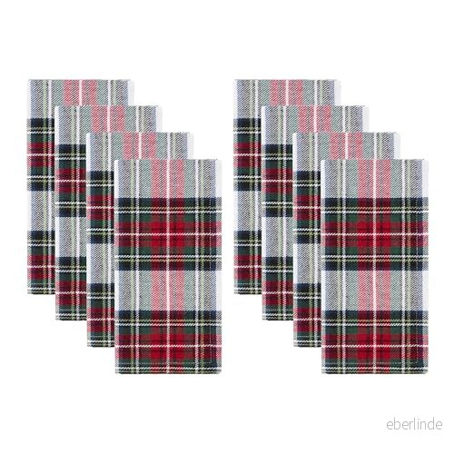 Elrene Home Fashions Jul klassisk högtid rutig bomull twill servett, set med 8, 45 cm x cm, multi 194590054281