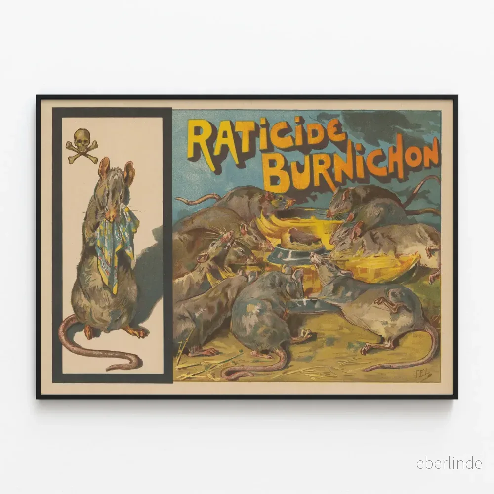 Vintageaffisch Raticide Burnichon – Retro väggdekoration Vintageaffisch Raticide Burnichon – Retro väggdekoration