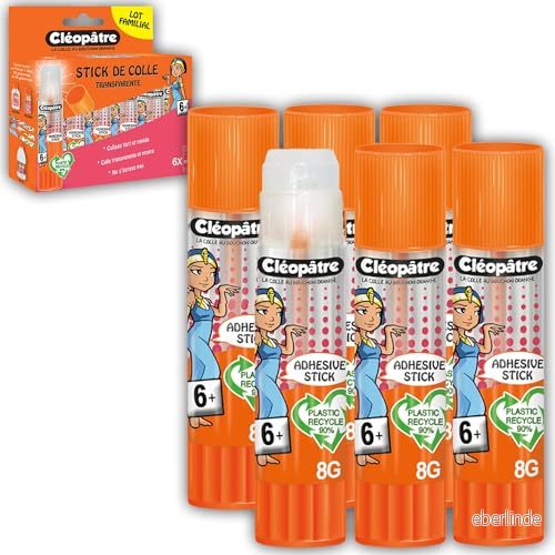 CLEOPATRE låda med 6 TRANSPARENTE självhäftande plastpinnar i 8 gr format 3134725015876