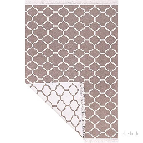 Fashion4Home Matta med kort lugg boho kelim matta, vardagsrumsmatta, sovrum och köksmatta, löpare, hallmatta, barnrumsmatta Marocko beige vit, hälsningar: 80 x 150 cm 4251699110136