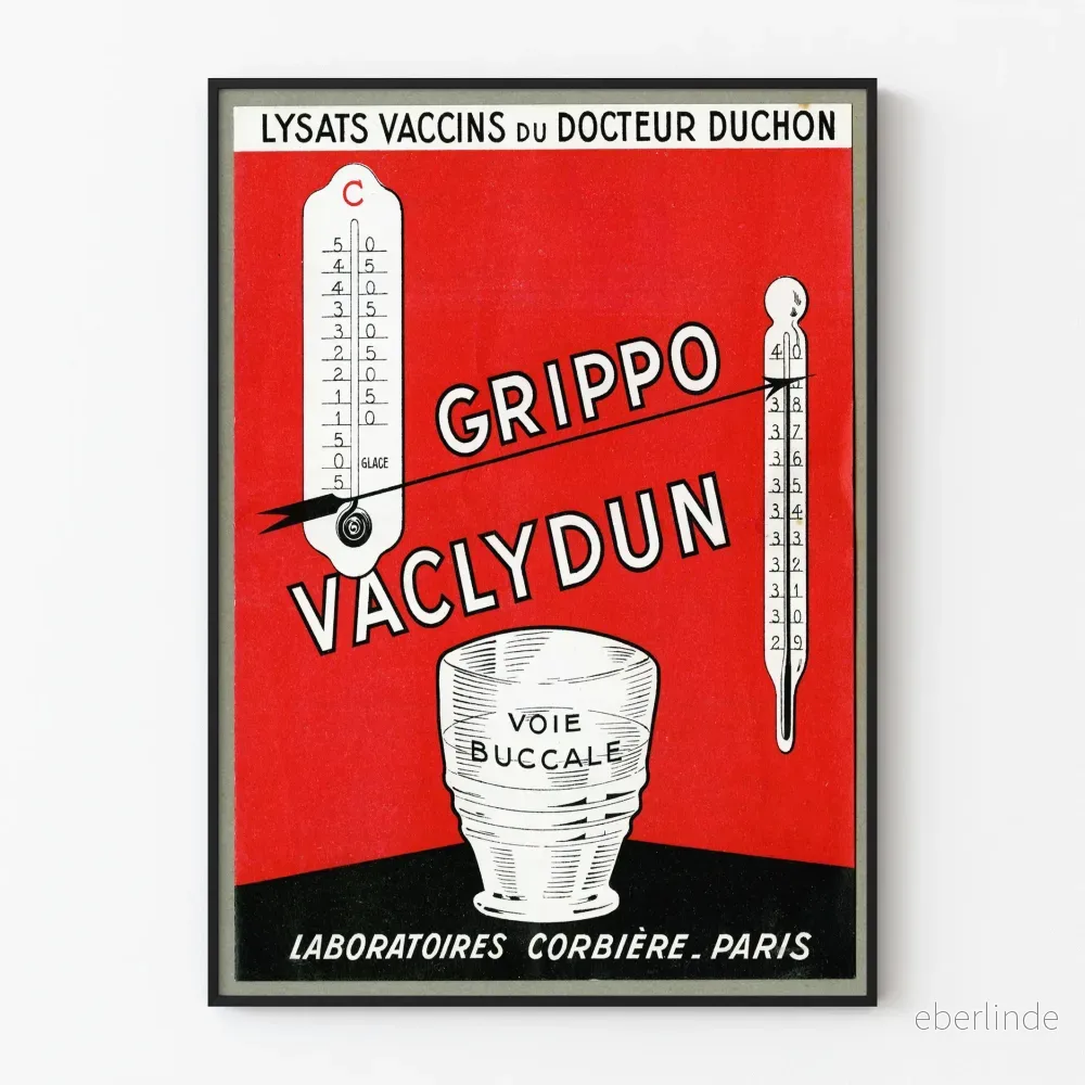 Vintageposter Grippo Vaclydun - Retro medicinsk väggdekoration
