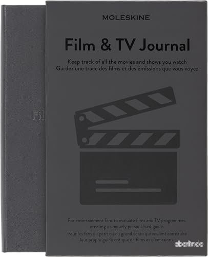 Moleskine film och TV journal, anteckningsbok för bio, serieentusiaster, filmrecensionsanteckningsbok med introduktion till biografens historia, hårt omslag, gråfärg, 400 sidor 8056420853551