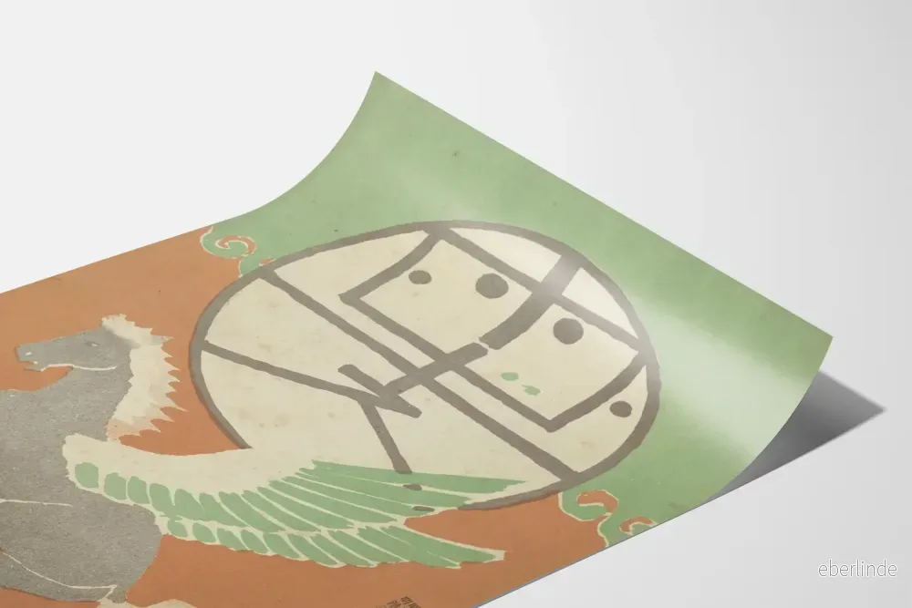 Art Déco-affisch med flygande häst och grafiskt symbol - Bild 3