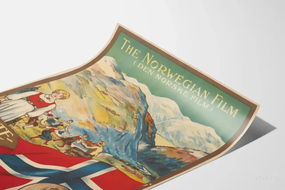Vintage norsk filmposter Fante-Anne med landskap och flagga - Bild 3