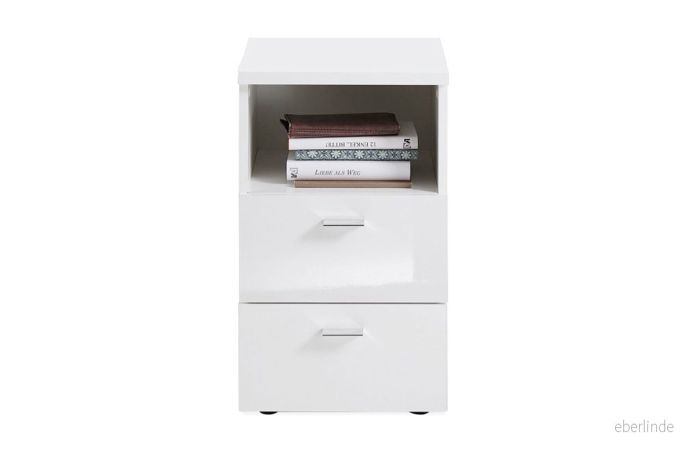 Sängbord Dulcinia 35 cm med Förvaring 2 Lådor + Hylla Vit 4029494118912