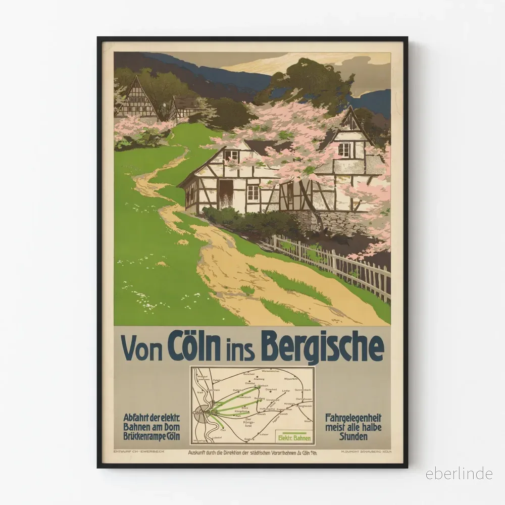 Vintage reseposter Von Cöln ins Bergische