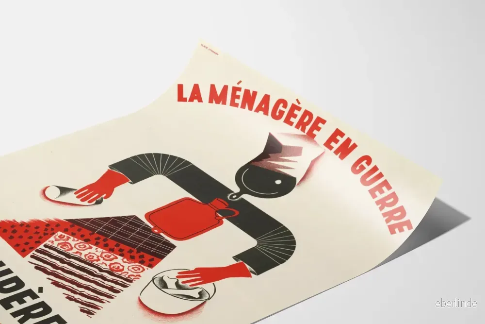 Vintageposter La Ménagère i krig - Väggdekoration Återvinning och Solidaritet - Bild 3