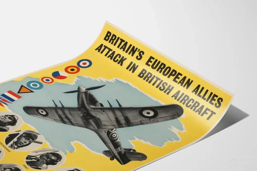 Vintageflygplansposter för allierade europeiska - Flygplansväggdekoration - Bild 3