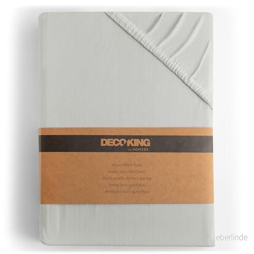 DecoKing Dra på lakan Spännlakan 100% bomull Jersey boxhoppbädd Silver 180x200 200x200 Amber 5902633994358