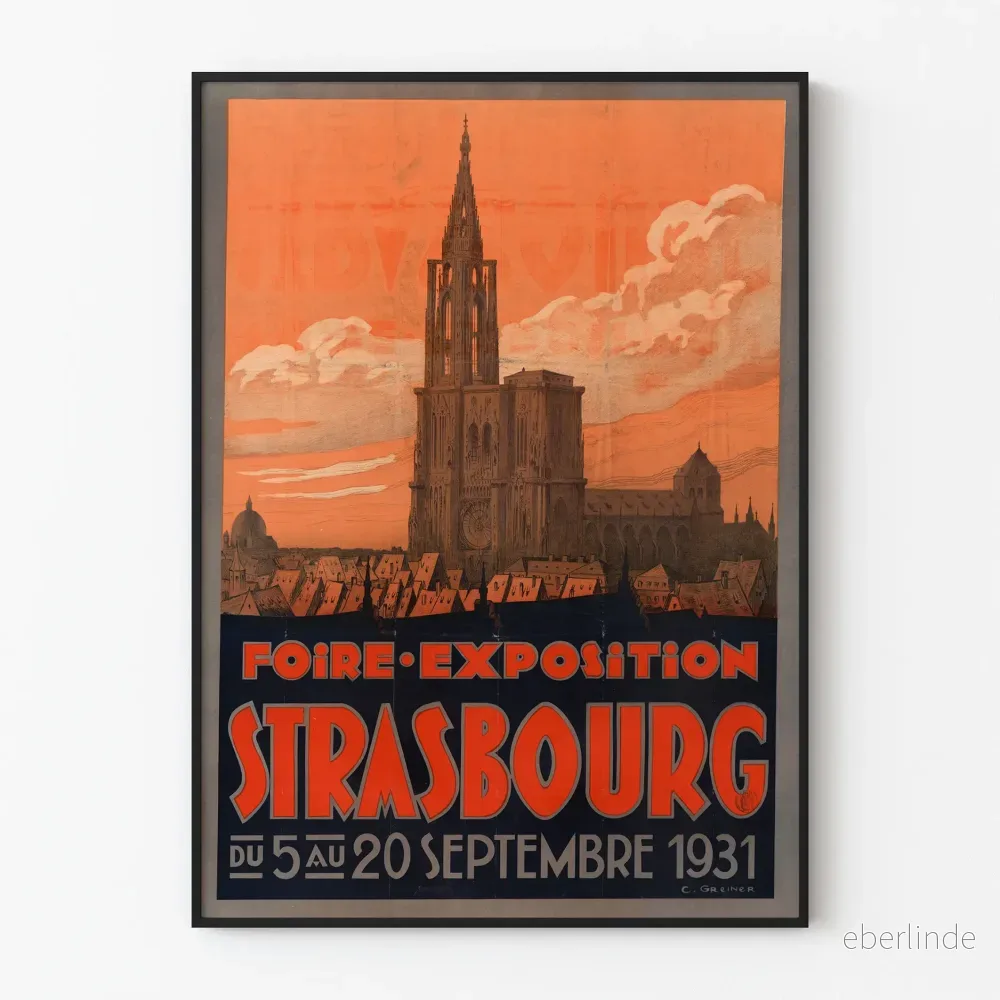 Vintageposter från Strasbourg 1931 utställningsmässa väggdekoration