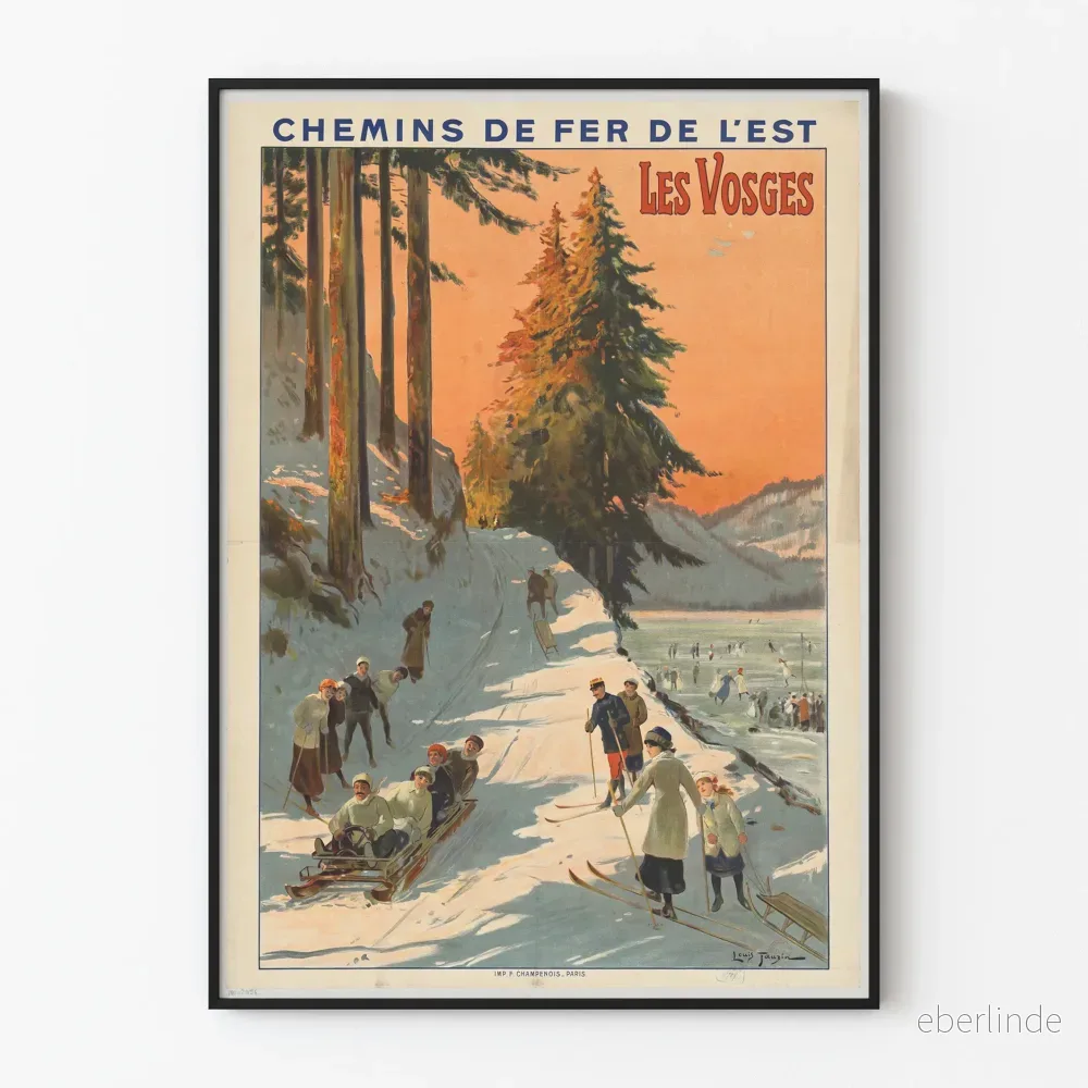 Vintageposter för Östbanan Vosges - Vinterväggdekoration