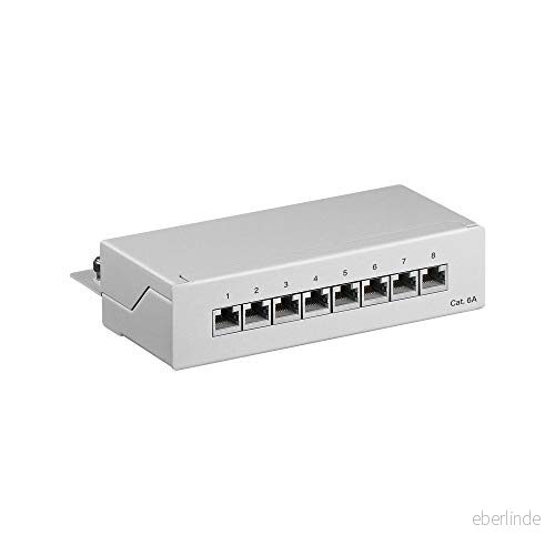 Pro CAT 6a Mini/Desktop Patch Panel 8 Port grey ST Grå 4040849620638
