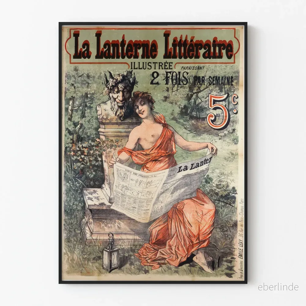 Vintageposter La Lanterne Littéraire dekorativ illustration