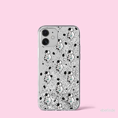 ERT GROUP mobiltelefonfodral för Apple Iphone 12/12 PRO originalt och officiellt licensierat Disney mönster Cruella 005 Vit anpassad till formen på mobiltelefonen, med glitter overflow effekt 5903040376201