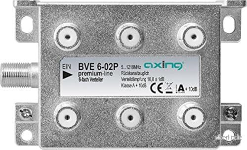 Axing BVE 6 02P vägs BK distributör för kabel TV Multimedia Digital 5 1218 MHz F anslutning metall 7611682006223