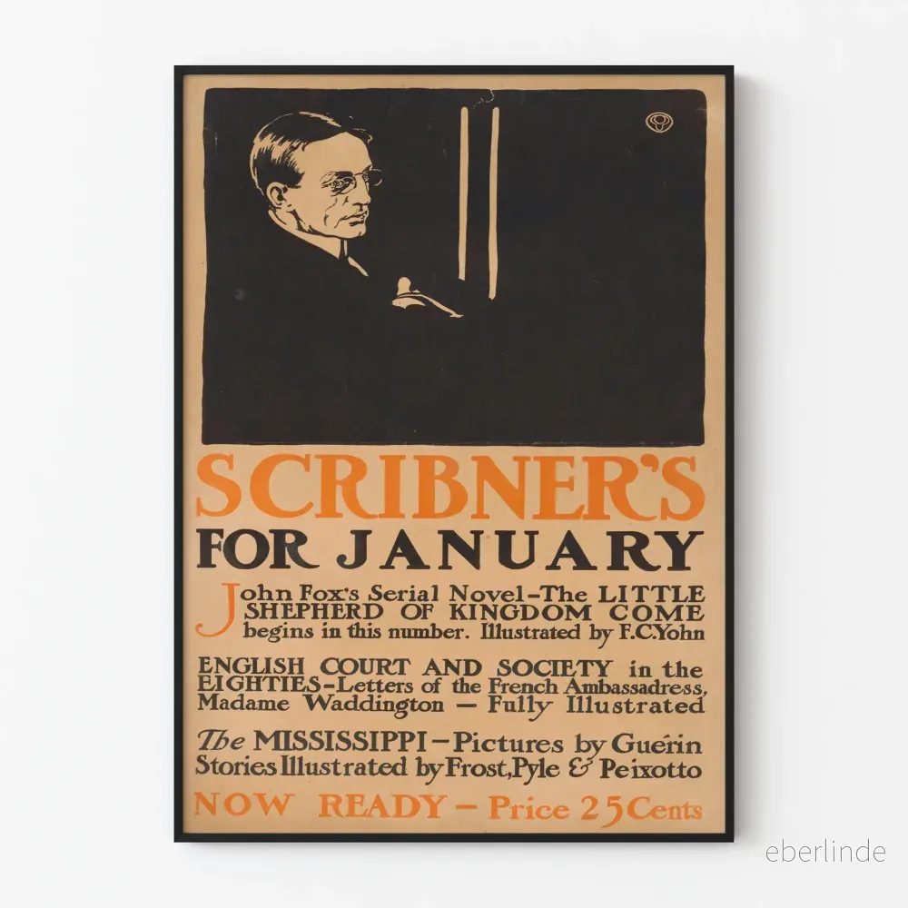 Vintage Scribner's poster för januari - Retro väggdekoration