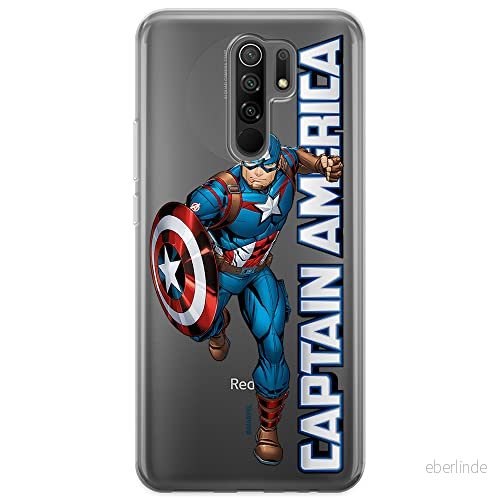ERT GROUP mobiltelefonfodral för Xiaomi REDMI 9 originalt och officiellt licensierat Marvel mönster Captain America 030 optimalt anpassad till formen på mobiltelefonen, gedeeltelijk transparant 5904805321245