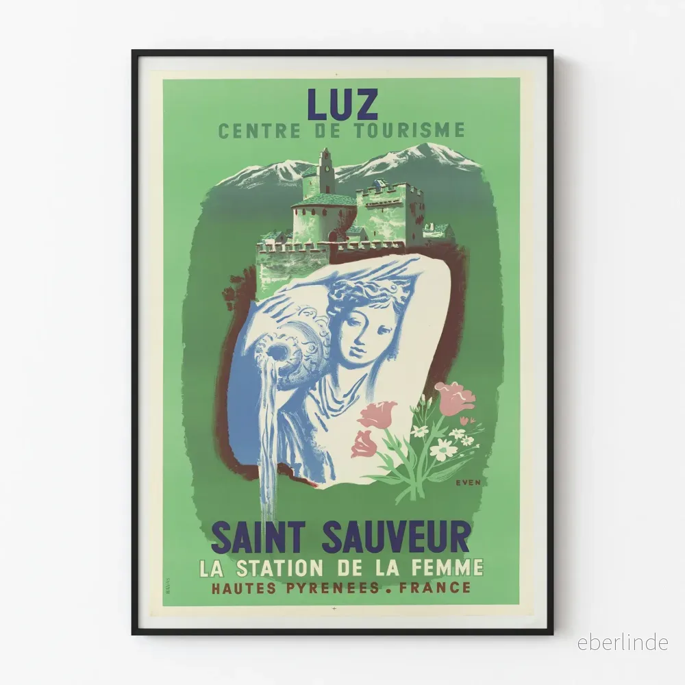 Vintageposter för turism Luz Saint Sauveur Pyrenéerna
