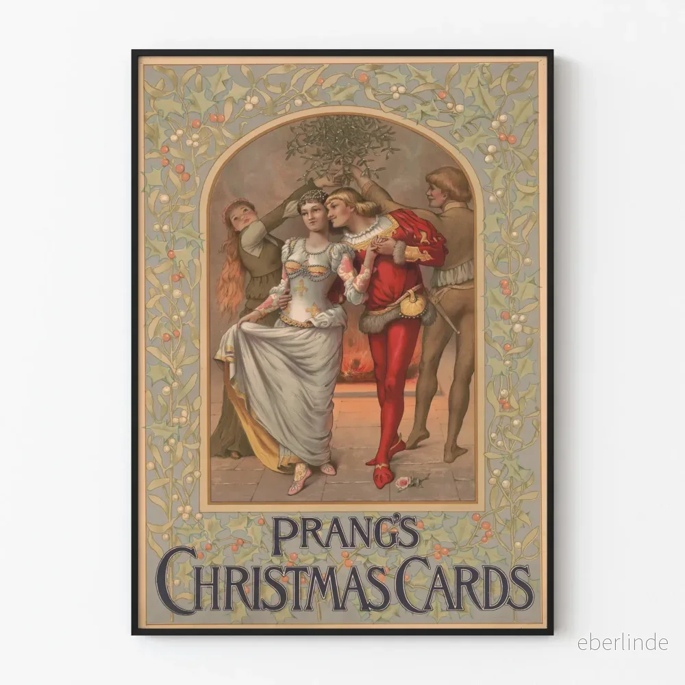 Vintageposter Prang's Julkort Juldekoration Väggdekor