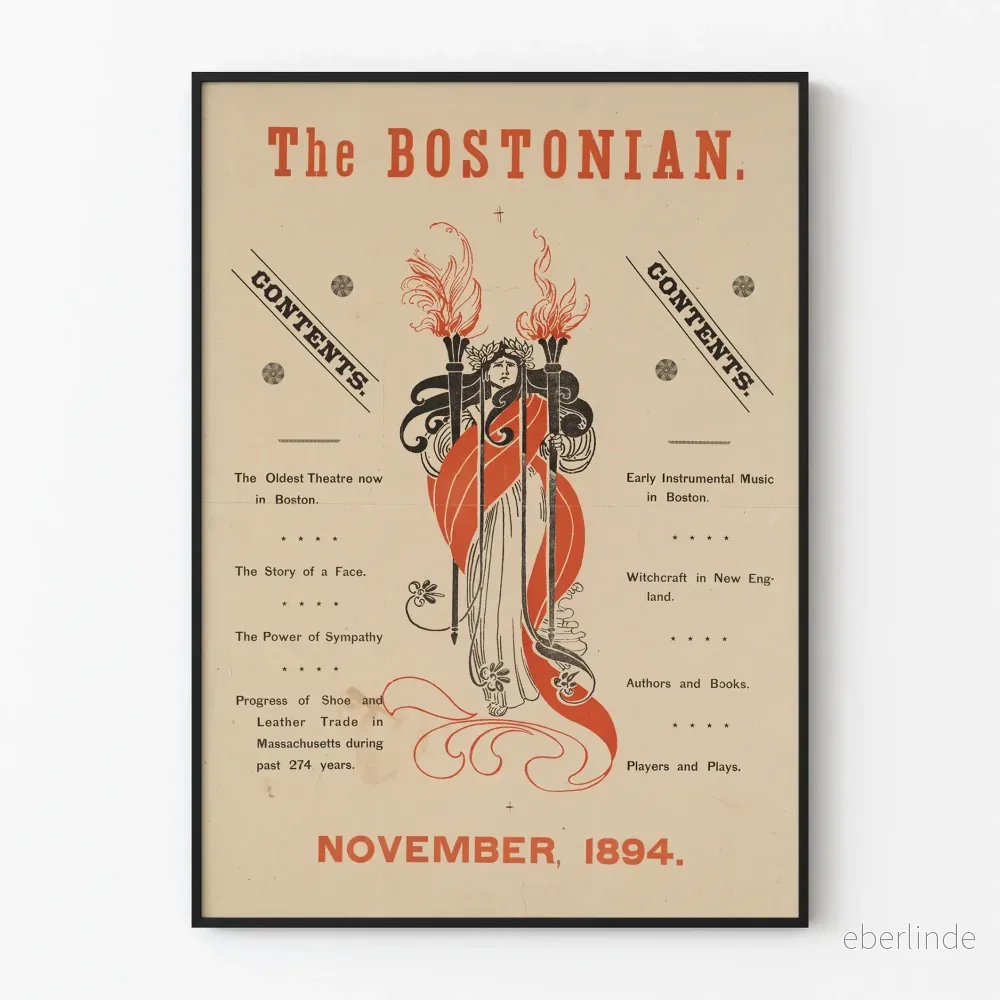 Vintageposter The Bostonian november 1894 väggdekoration retro