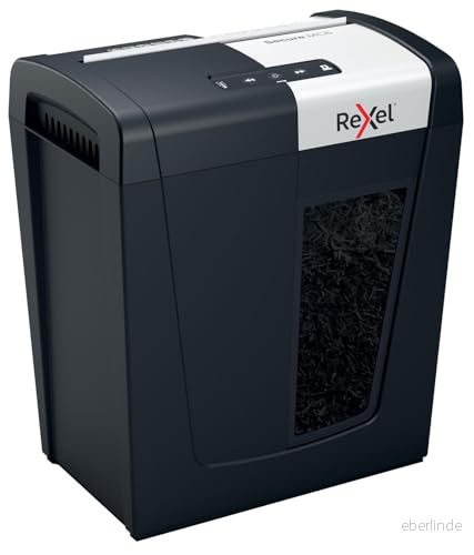Rexel MC6 Whisper Shred Micro Cut Dokumentförstörare, Strimlar 7 6 Ark (70 80 g/m2), P5 Säkerhetsklass, Hemmakontor, 18L Avfallskorg Tyst och Kompakt, 2020130 5028252615341