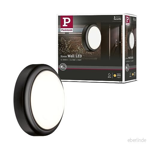Paulmann 94188 Utomhus 230V vägglampa IP44 stänkskyddad 15W 3000K varmvit väggspotlight plast grå 4000870941881