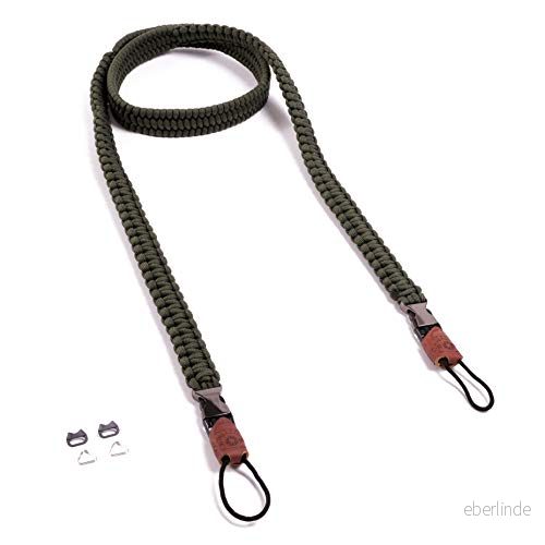 C rep kamerarem THE TRAVELER, handflätad, snabblås, paracord, militär oliv, 140 cm 4260572670711