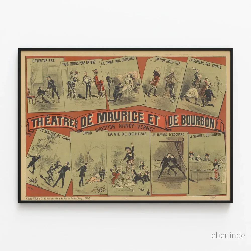Vintageposter av Maurice- och Bourbonteatrarna – Väggdekoration för gammal teater Vintageposter av Maurice- och Bourbonteatrarna – Väggdekoration för gammal teater