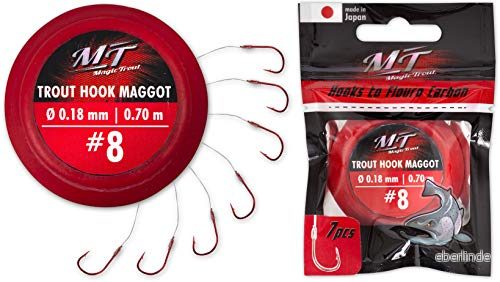 Magic Trout silver 8 öringkrok maggot Ø0,18 mm 70 cm 7 st, 4029569241675