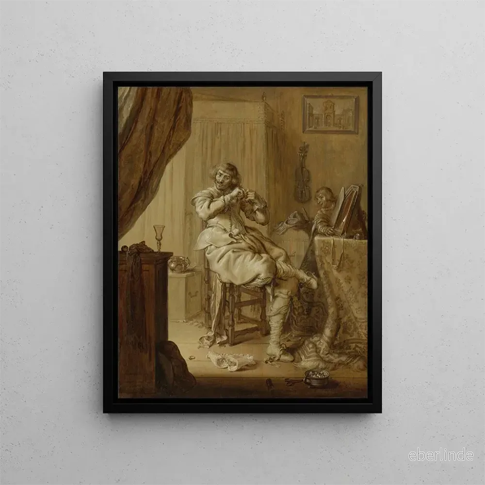 Målning En ryttare vid sin toalett, kanske en självporträtt – Adriaen Pietersz van de Venne | Konsttryck Målning En ryttare vid sin toalett, kanske en självporträtt – Adriaen Pietersz van de Venne | Konsttryck