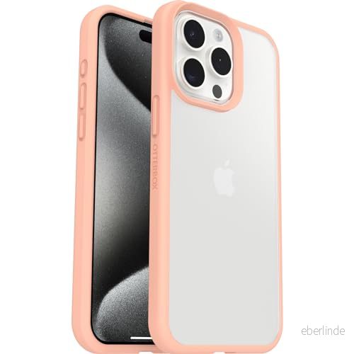 OtterBox React Series skal för iPhone 15 Pro Max, stöttåligt, fallsäkert, supertunt, skyddande tunt skal, testad till militärstandard, Klar/Peach 840304731770