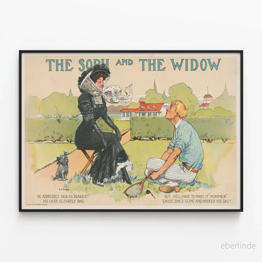 Vintageposter ’The Soph and The Widow’ – Gammal humoristisk illustration Vintageposter ’The Soph and The Widow’ – Gammal humoristisk illustration