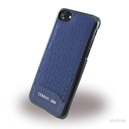 Cerruti 1881 krokodiltryck läder hårt fodral för iPhone 8/7 blå 3700740391679
