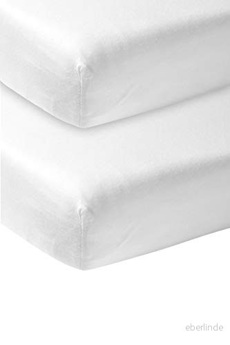 Meyco Baby Uni underlakan 2 pack för vaggan (lakan med mjuk jerseykvalitet, tillverkad av 100% bomull, perfekt passform tack vare elastisk dragsko runt om, andas, mått: 40 x 80 / 90cm), vit 4054703632002
