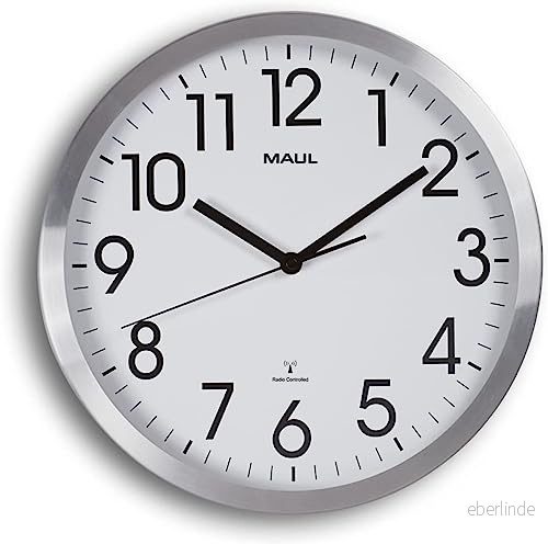 Maul Maulmove Radioväggklocka, Klocka, Metall, Vit, 30 x 4,5 cm 4002390065702
