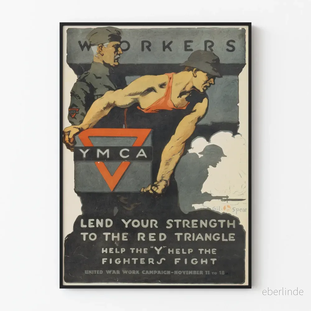 Vintageaffisch av Workers YMCA och den Röda Triangeln
