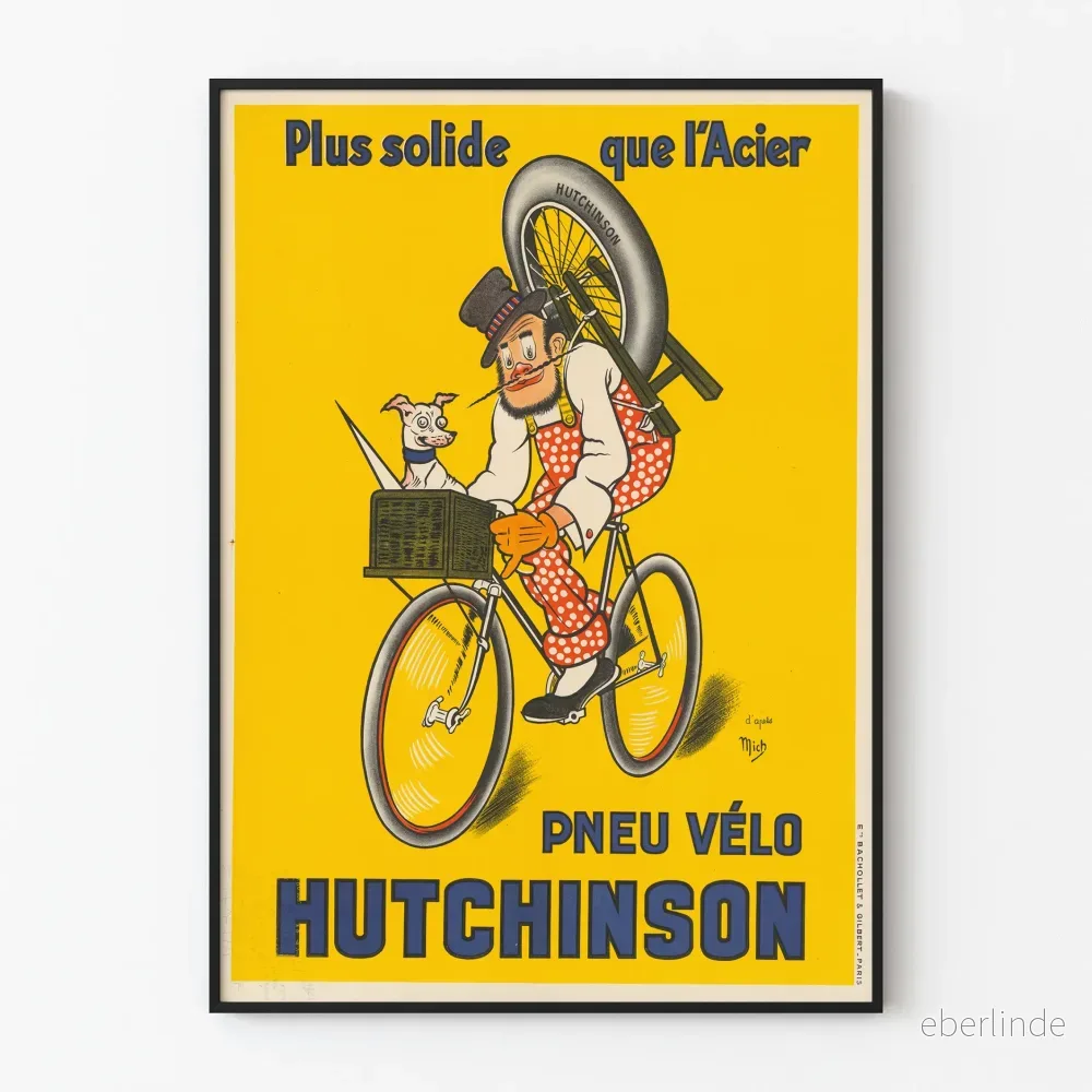Vintageaffisch för cykelhjul Hutchinson – mer hållbar än stål