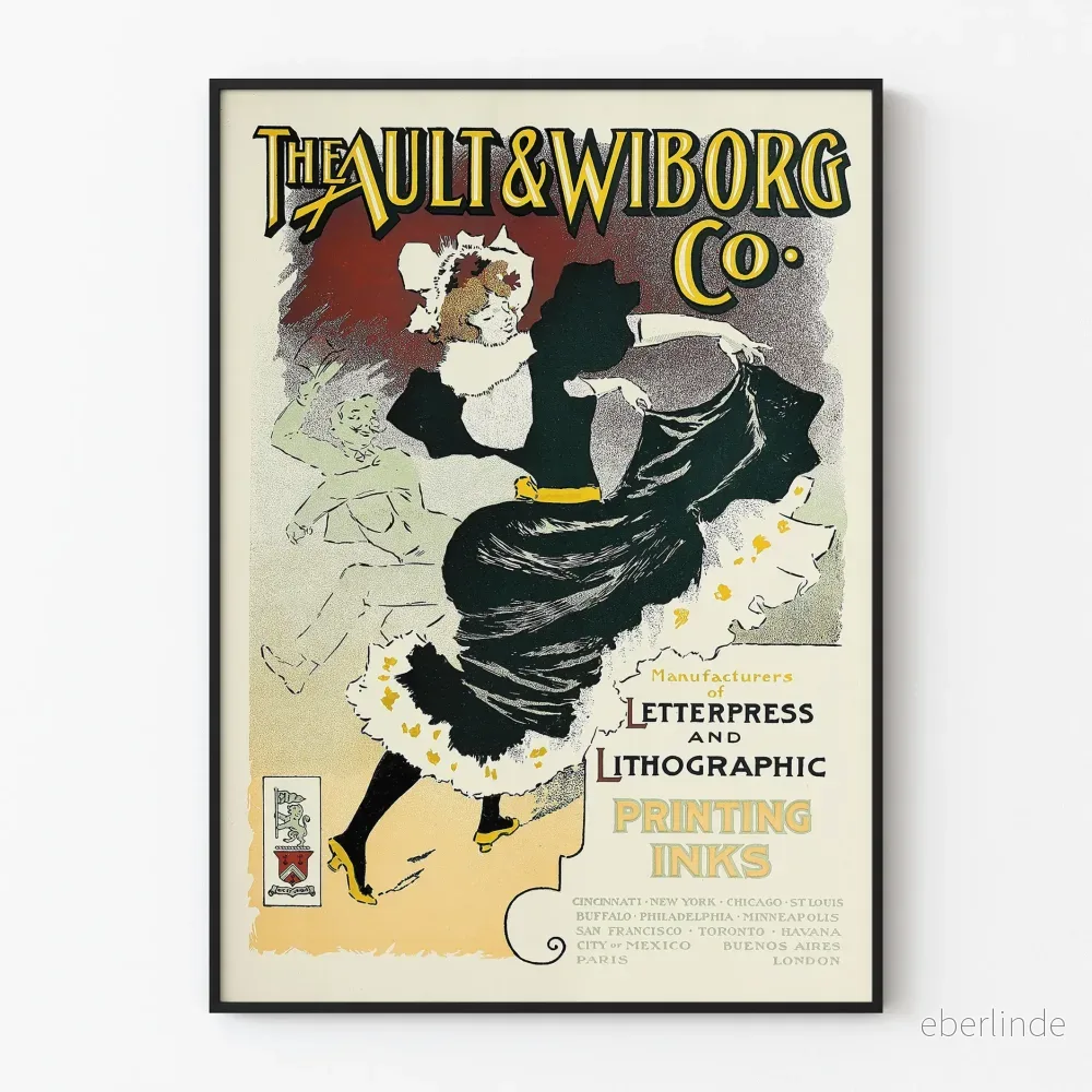 Vintage reklamposter The Ault & Wiborg Co. för väggdekoration