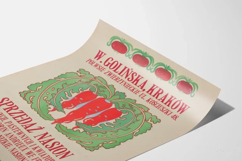 Vintageposter för försäljning av grönsaksfröer i Kraków - Bild 3