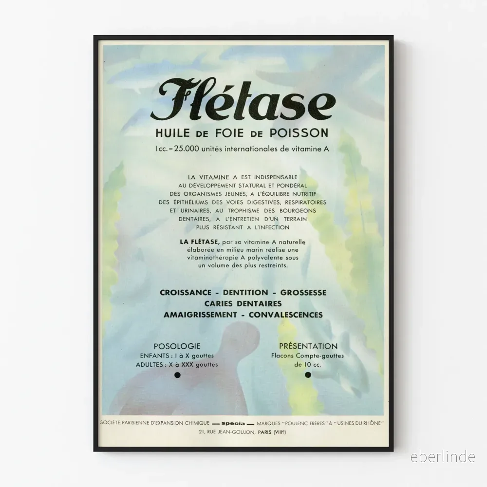 Vintageposter av fiskleverolja från flundra