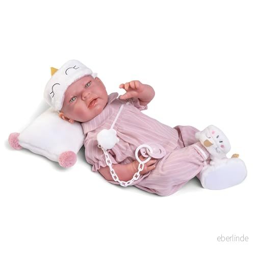 Antonio Juan dockor Sweet Reborn Lea med pyjamas och ögonmask Tygkropp vikt roterande extremiteter 42 cm Ref. 80323 Samling 2024 8435083680238
