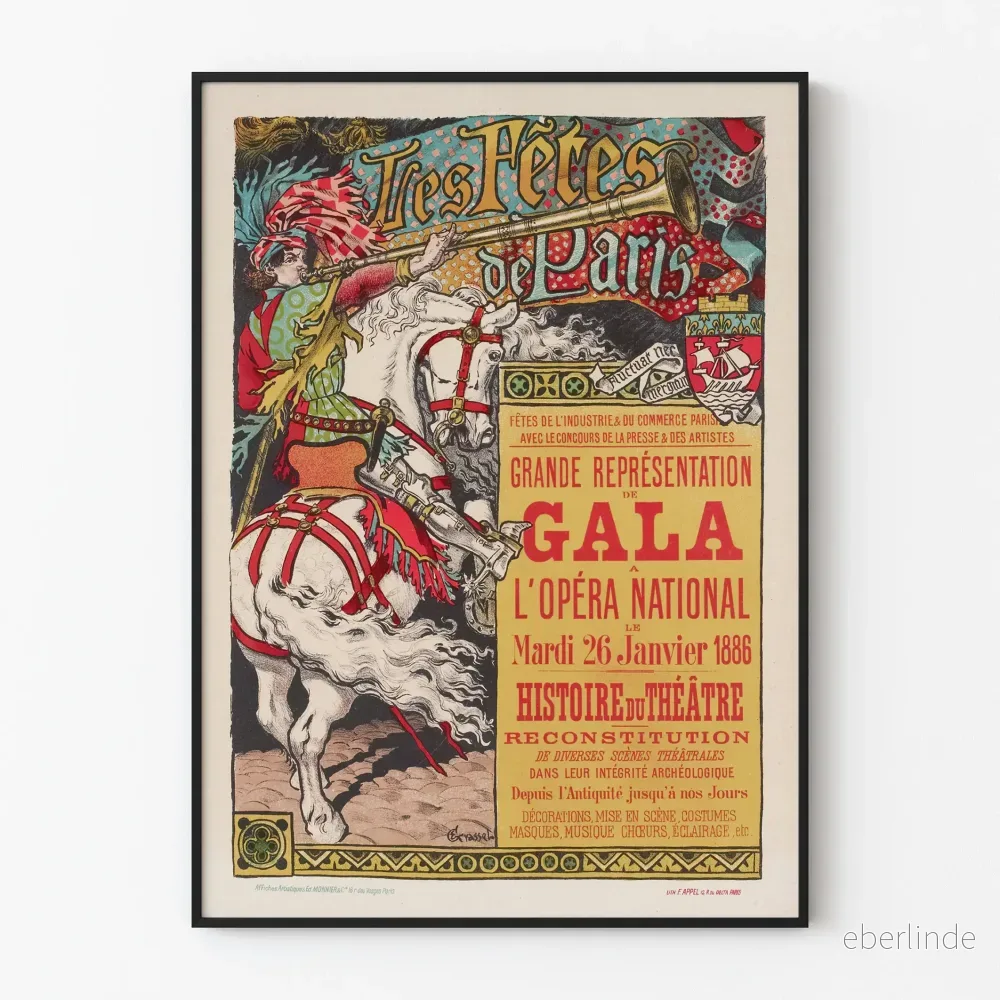 Poster av Les Fêtes de Paris - Storslagen galaföreställning på Nationaloperan 1886