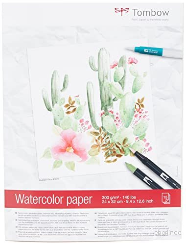 Tombow PB AQUA akvarellblock, satinerat, 24 x 32 cm krämvit 4003198950016 Tombow PB AQUA akvarellblock, satinerat, 24 x 32 cm krämvit 4003198950016