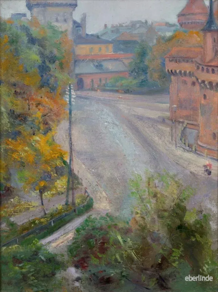 Målning Le Barbican och utsikten över Florianska-gatan från Zacisze-gatan - Stanisław Wyspiański | Konsttryck - Bild 2