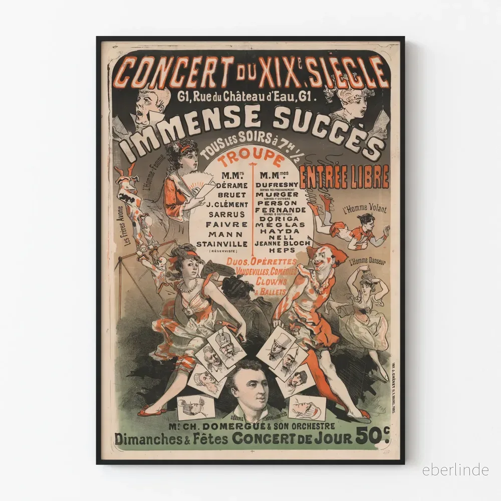 Vintageposter från 1800-talets konsert – konstnärlig väggdekoration