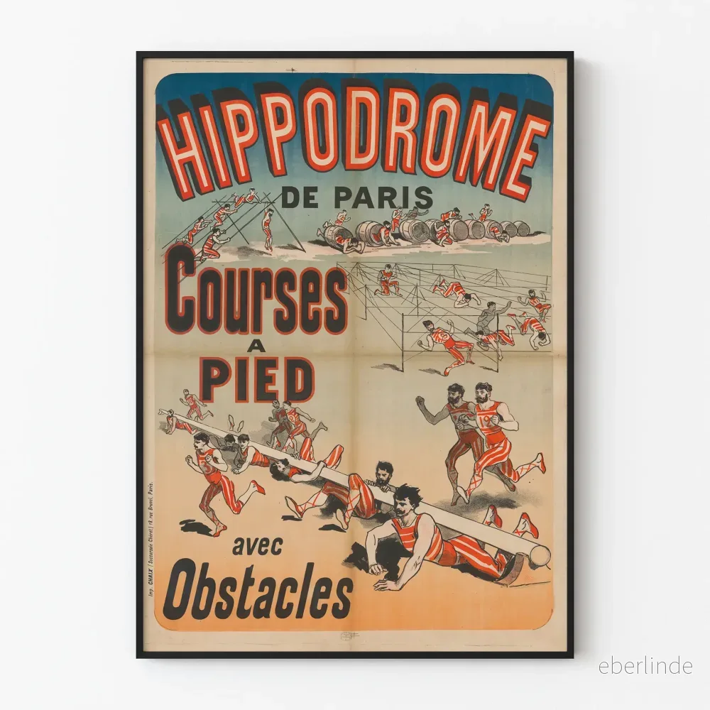 Vintageaffisch Hippodrome de Paris - Löpbanor med hinder
