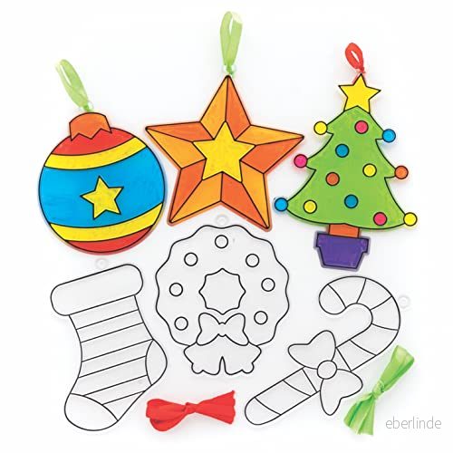 Baker Ross Jul solfångare dekoration, 10 pack, barn måla din egen juldekoration, julgranskulor konst och hantverk (FC230) 5051174126282